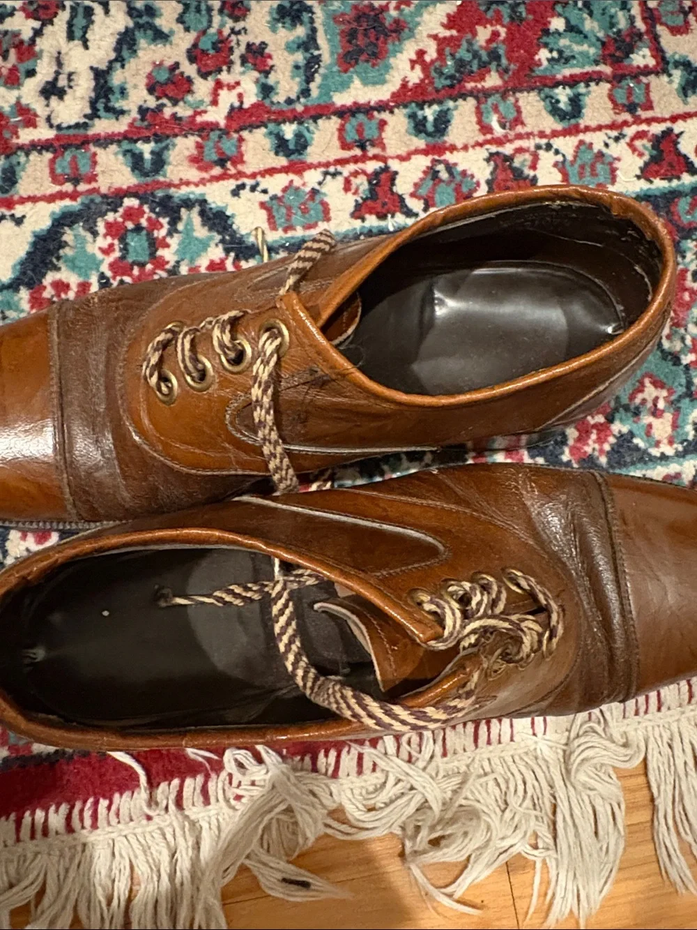 Men's Brown Leather Cap-Toe Dress Shoes